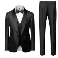 black men wedding suits 2021 latest coat vest pant designs elegant 3 pieces mens formal business suits 5xl