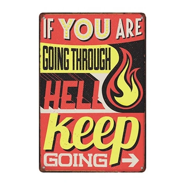 

Металлический жестяной плакат в стиле ретро с надписью Keep Through the Hell Decor Bar Pub Vintage