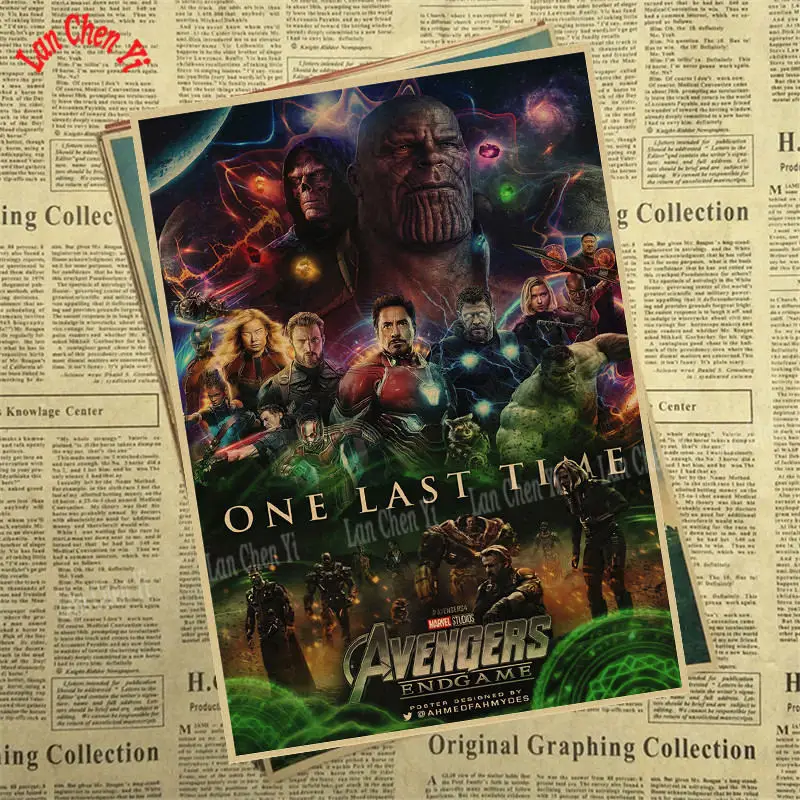 Оранжевый Marvel Фильм Мстители: эндшпиль крафт-бумага плакат художественный напечатанный номер живопись наклейки на стену - Цвет: Оранжевый