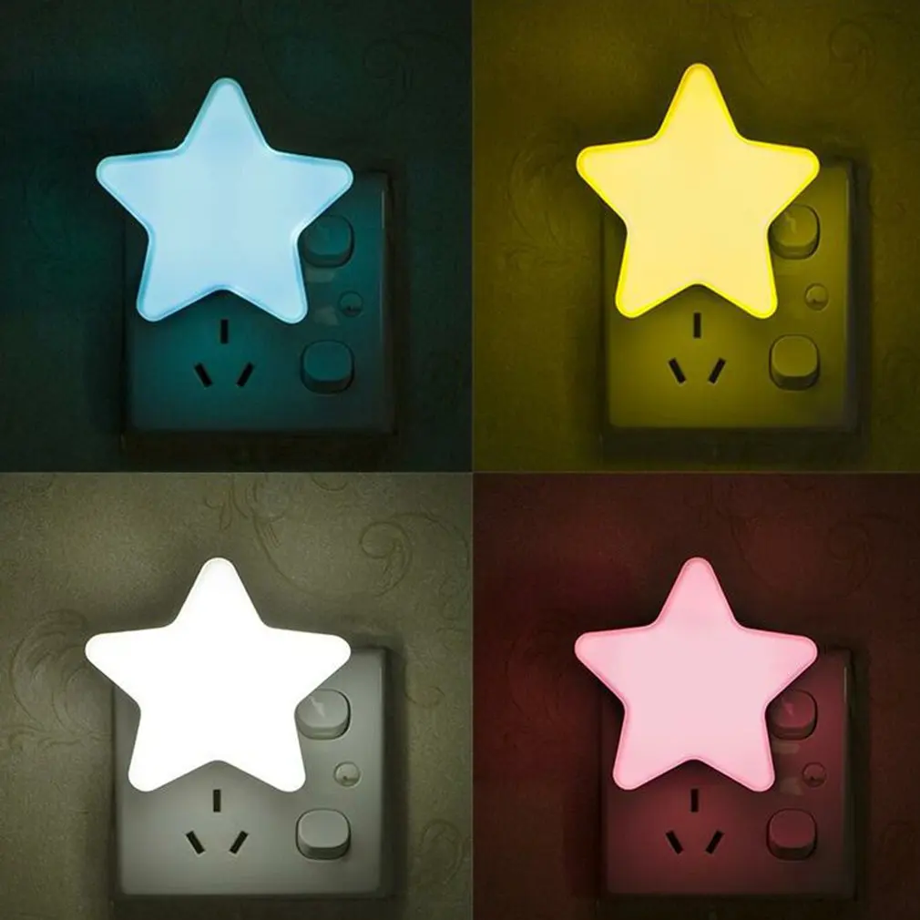 

1PC LED Pentagram Shaped Night Light US Plug-in Lamp Sensor Controlled Light Desktop Lights Star Table Lamp Home Room Decoration