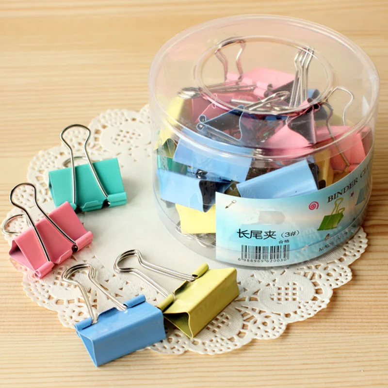 24 pcs Colour Long Tail Clip 32mm Swallow Test Paper Data Binder Bill Office Stationery Manufacturer Direct Sales | Канцтовары для