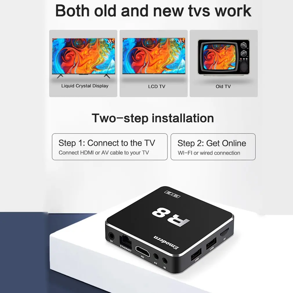 ТВ-приставка R8 4K 5G с высоким разрешением Android 10 0 поддержка HDMI двойной AV TFCard Wi-Fi