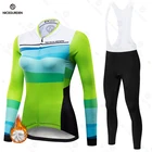 Зимняя велосипедная Джерси, женская одежда для велоспорта, велосипедная одежда для горных велосипедов с длинным рукавом, велосипедная одежда, теплый флисовый комплект для велоспорта