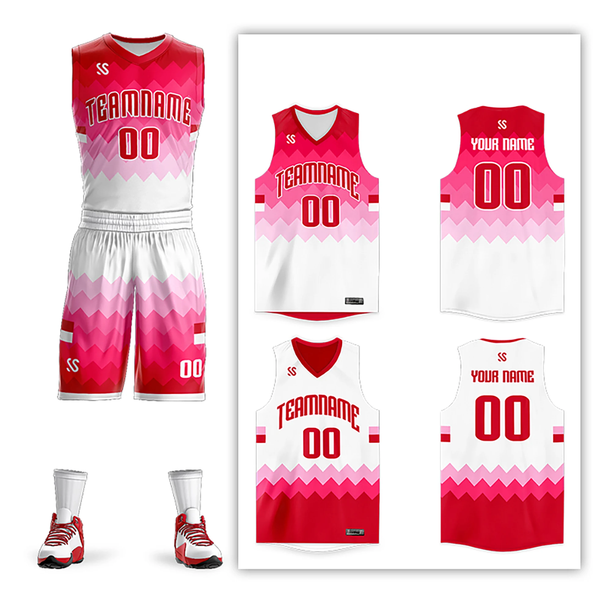 

Reversible Fashion Design Custom Basketball Shirts shorts Sports Clothing Suit Sublimation Basketball Uniform Jerseys