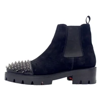 winter nubuck leather increase ankle boots for men short black men boots high end rivet mens boots big size 46