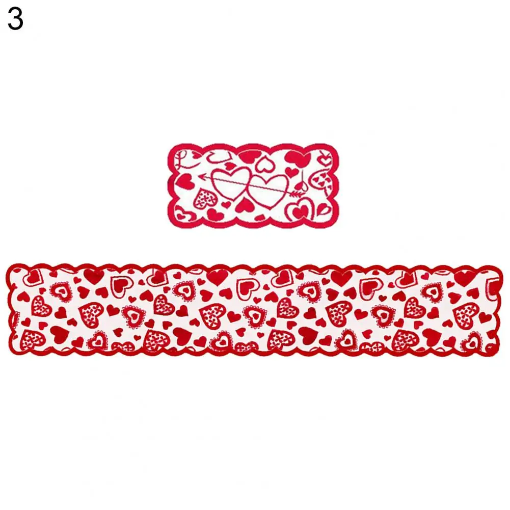 

Heart Pattern Table Runner Placemat Wedding Party Valentine Gift Home Desk Cloth Wedding Party Valentine Gift Home Desk Cloth