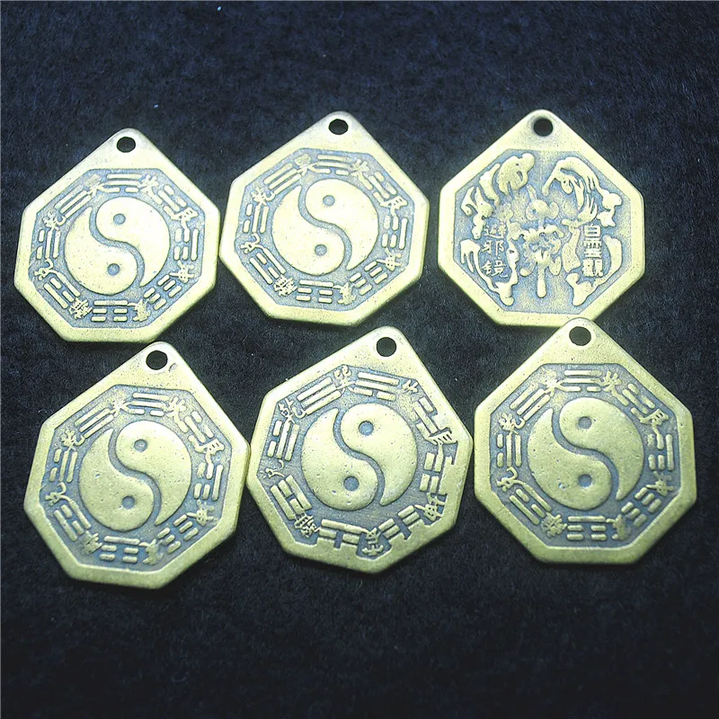 

7PCS New Chinese Eight Diagrams Yielded Copper Material 34x29MM Religious Items Knowlege China's Culture History