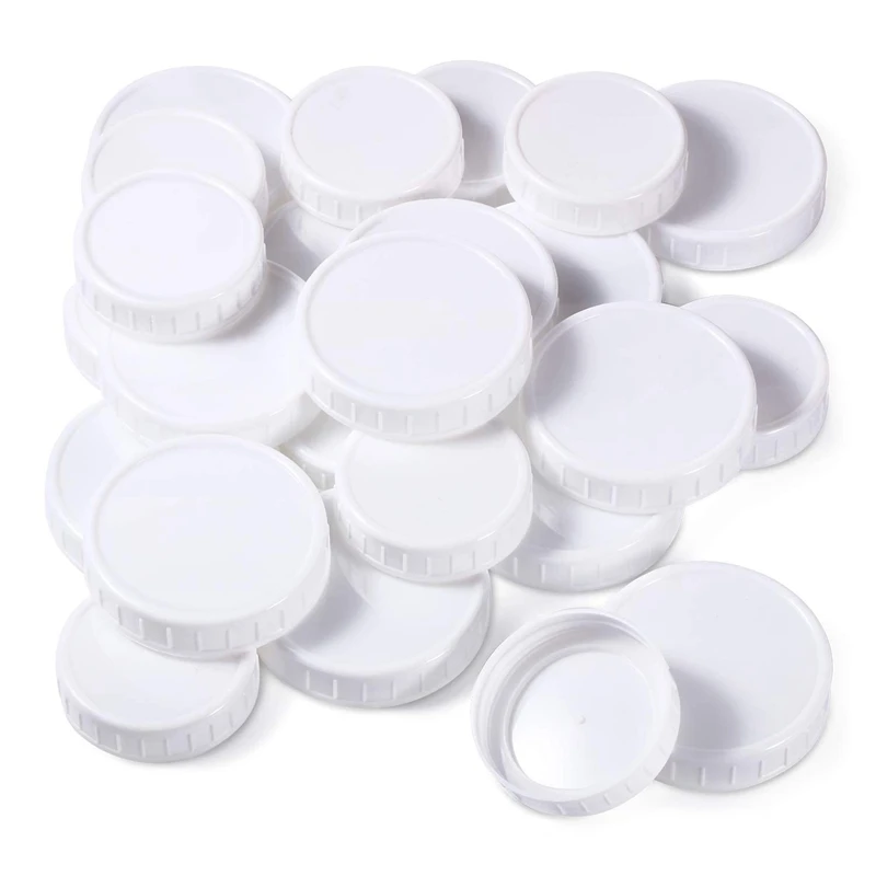 

Plastic Regular Mouth Mason Jar Lids for Ball, Kerr and More Food Grade White Plastic Storage Caps 20Pcs