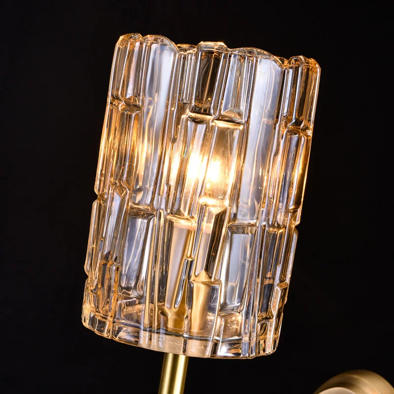 Современная светодиодная Хрустальная настенная лампа медная прикроватная бра