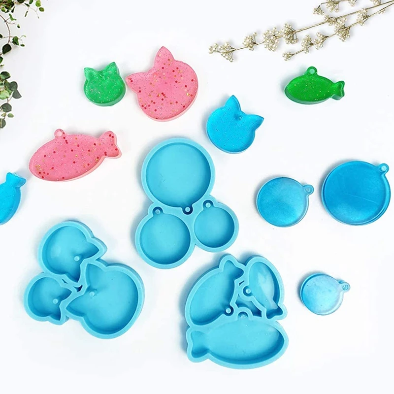

5 Pieces Dog Bone Shaped Tag Molds for Resin,Cat Tag Keychain Silicone Resin Molds with 10Pcs Keyrings,Dog Tag Molds