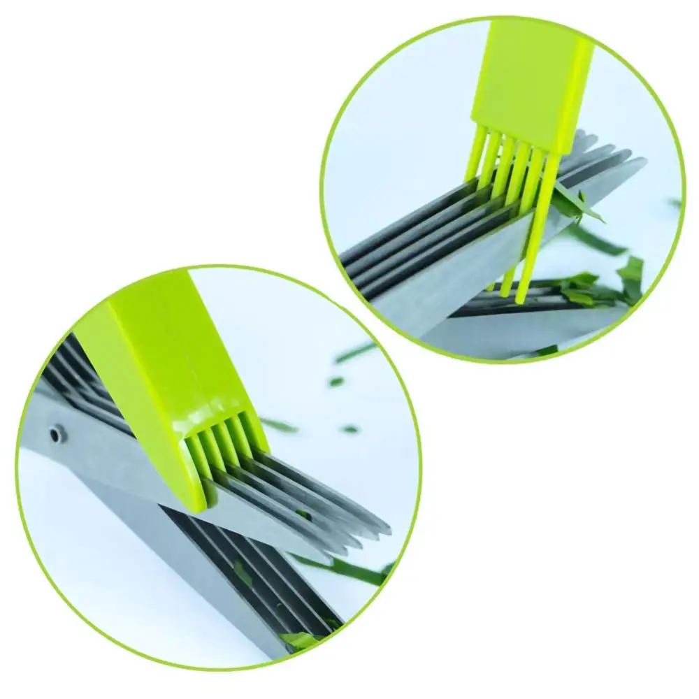Multi-layer Green Onion Vegetable Scissors Five-layer Office Paper Shredding Kitchen | Дом и сад