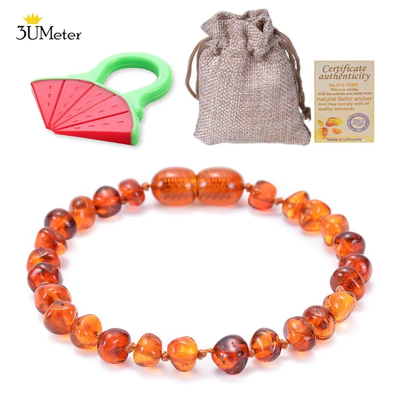 

Natural Baltic Teething Ambers Bracelet for Baby Handmade Original Ambers Bracelets Anklets Jewelry Baby Teether Free Gift