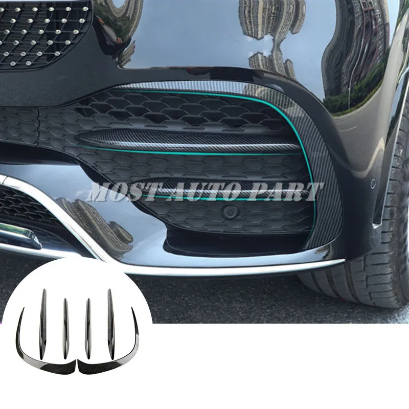 

Carbon Fiber Look Black Front Bumper Grille Fog Light Spoiler Air Vent Cover Trim For Mercedes Benz GLE GLE450 W167 2020-2021