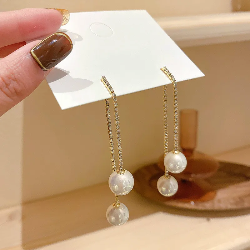 

2021 Korean Fashion Retro Bow Earrings Female Rhinestone Temperament Pendant Earring for Women Girls Simple Accessories Jewelry