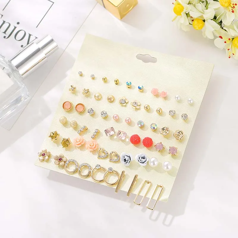 fashion trendy golden geometric circle resin flower stud earrings for women elegant simulated pearl wedding party gift | Украшения и