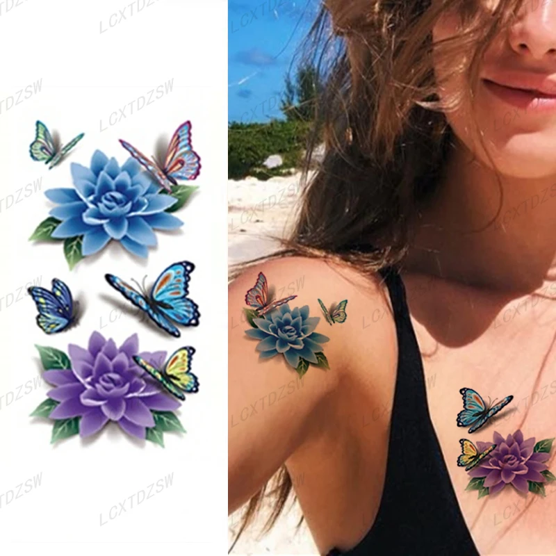 Women's Temporary Tattoo Sticker, Sexy Black Rose False Tattoo, Durable Waterproof, Small Size, 10.5 * 6CM, Arm, Clavicle, Leg