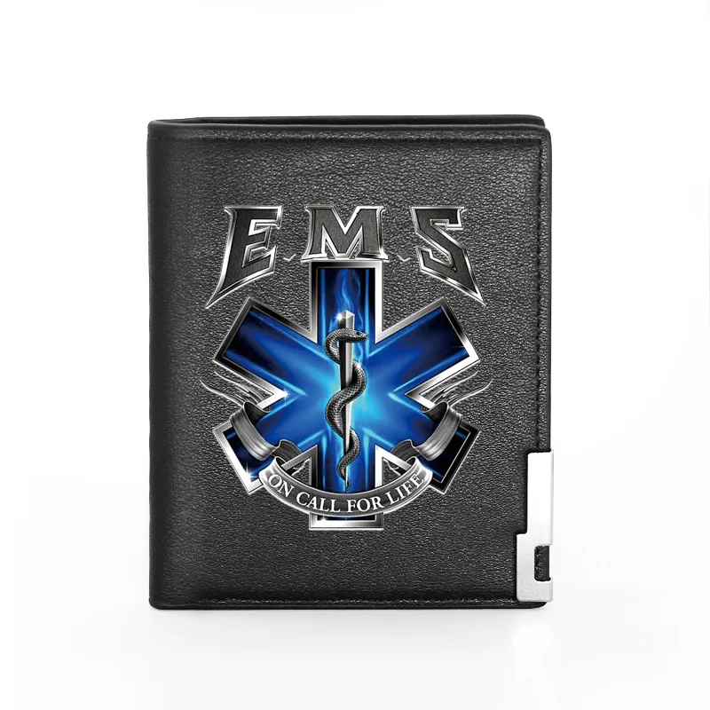 

Fashion Classic Emergency Medical Service Pu Leather Men Women Short Wallet ID Credit Card Holder Purse