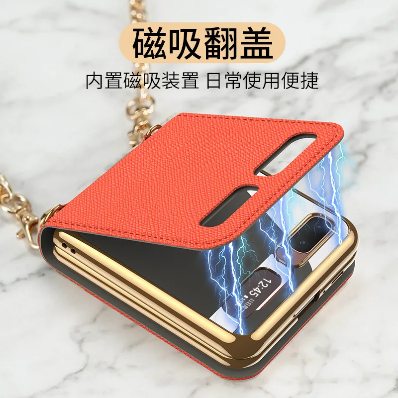 fashion card leather case for samsung galaxy z flip cover foldable hard shell for galaxy z flip 5g bags mobile phone cases free global shipping