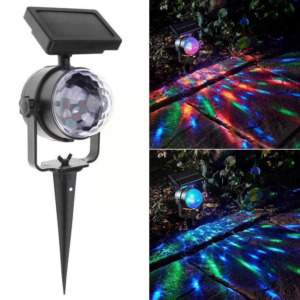 

Solar Stage Light Party Rotating Colored Lamp Home Garden Holiday Decorations Christmas Wedding D2i6