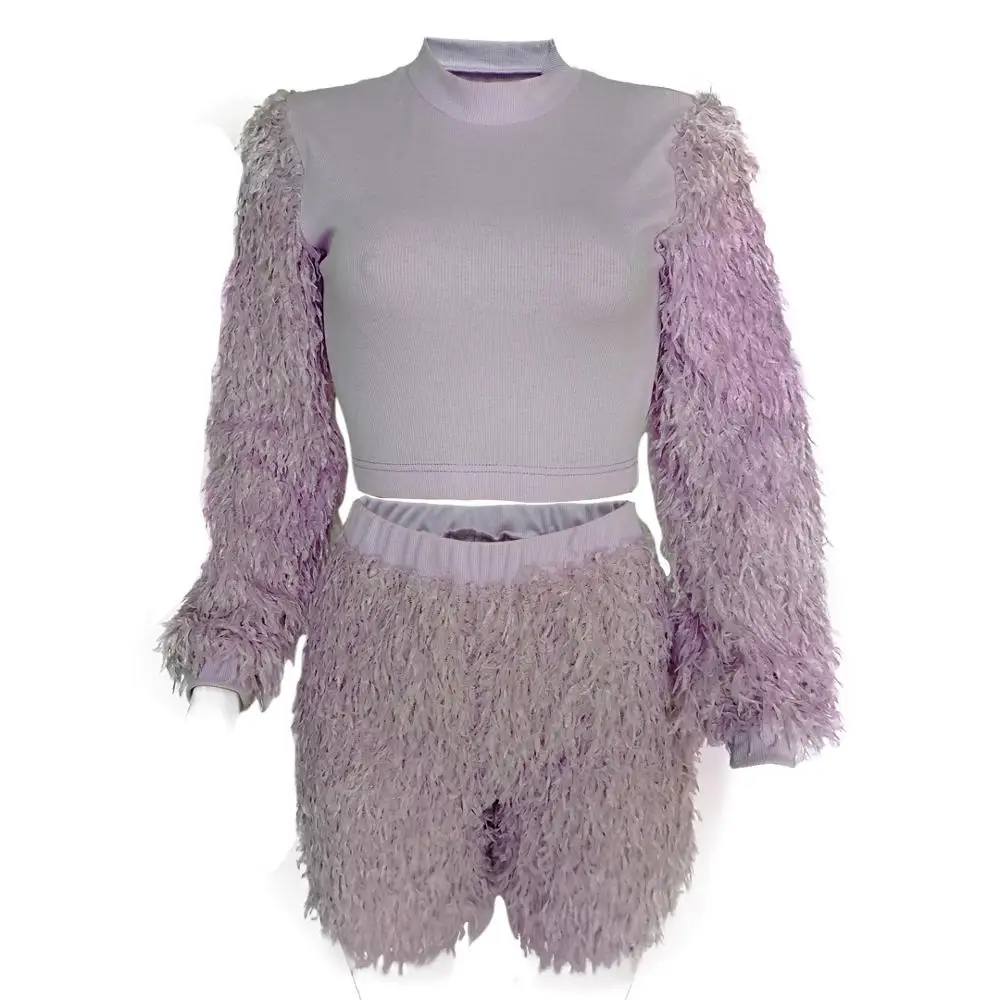 

2021 New Arrival Hot Sale Knee-length O-neck Faux Full Winter Fashion Warm Sweater Fringed Fluffy European And American Suit