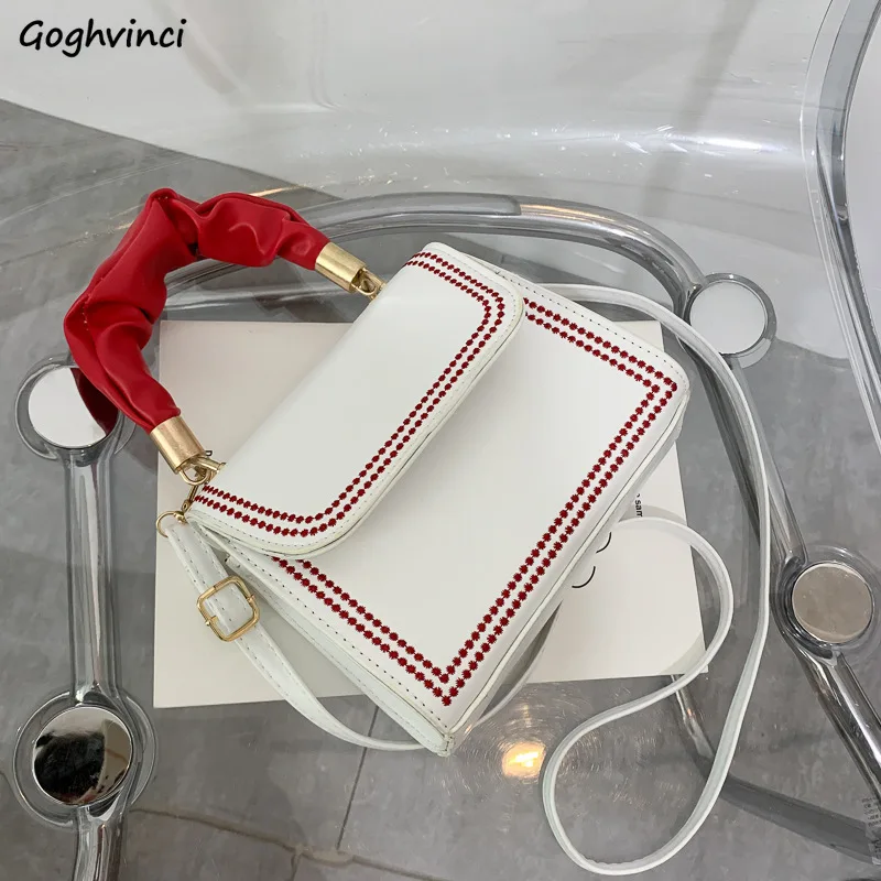 

Fashion Handle Pleated Shoulder Top-handle Bags Ladies PU Leather Flap Handbags Youth Vintage Simple All-match Square Bag Chic