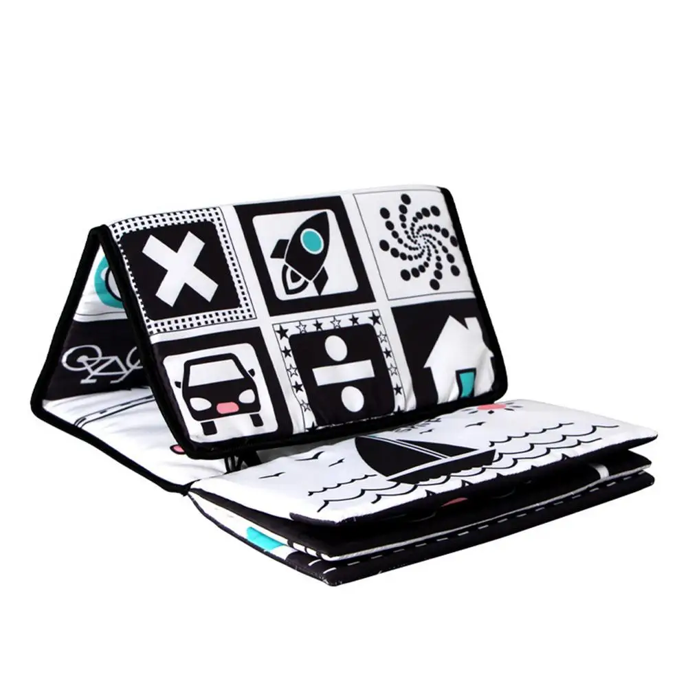 

Мягкие книжки для младенцев, высококонтрастные черно-белые книжки, безопасные на ощупь складчатые книжки из ткани для младенцев, раннее раз...