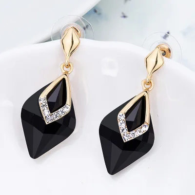 Винтажные серьги гвоздики с ромбовидными кристаллами для женщин S925 Серебряные