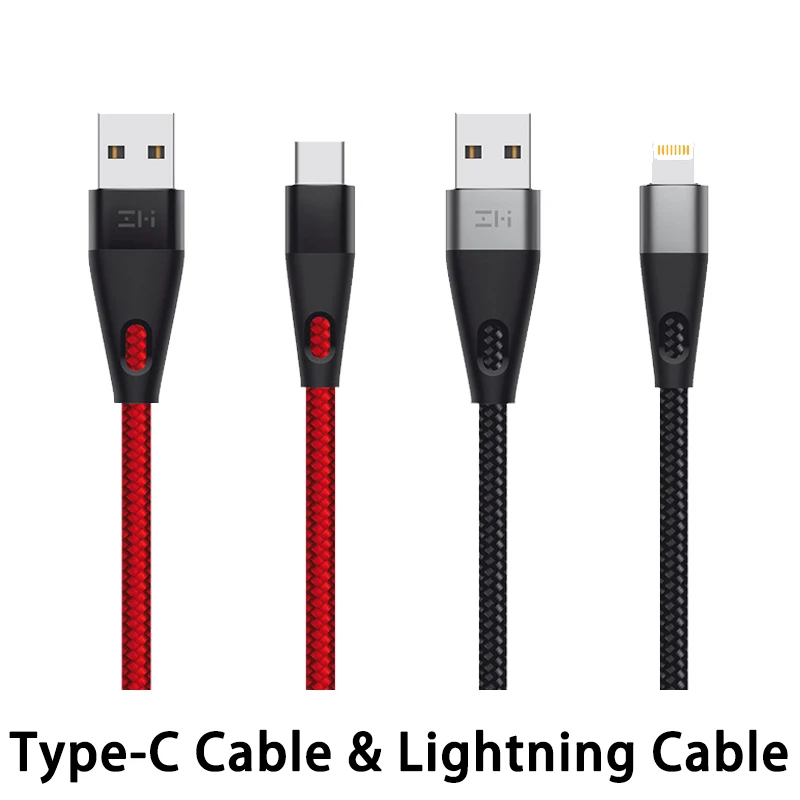 RD Type BK Lightning ZMI MFi сертифицированный кабель освещения AL706 usb type C Быстрая зарядка Премиум нейлон PP плетеный рукав кабель для iphone - Цвет: RD Type BK Lightning