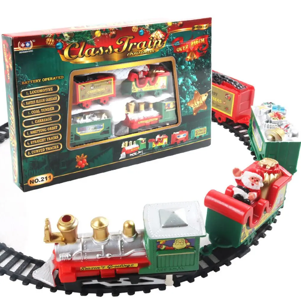 

Children Gift Xmas Decoration Without Music Electric Train Christmas Toy Transportation Building Toys Railway Trains