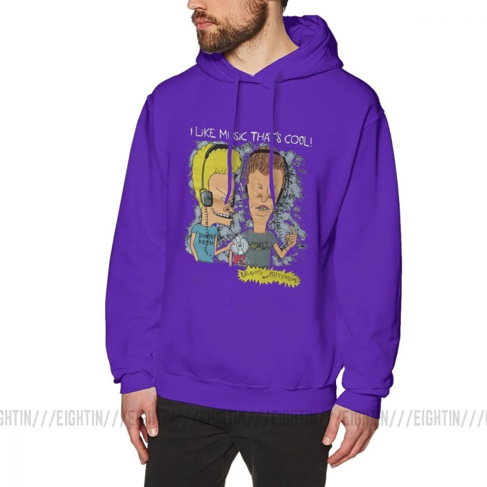 Мужская толстовка Beavis And Butthead из хлопка, Крутая толстовка с капюшоном - Цвет: Фиолетовый