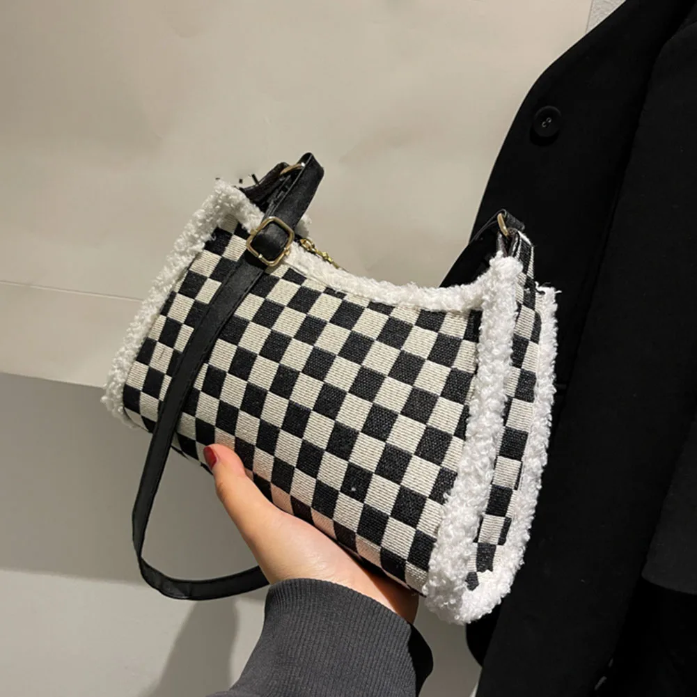 

Женская клетчатая сумка-тоут на плечо, Повседневная маленькая квадратная сумка, винтажная клетчатая женская сумка-Кроссбоди