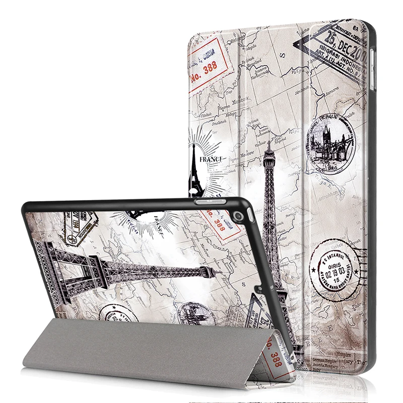 

For Apple iPad 2018 9.7 Cartoon Eiffel Tower Pattern Auto Sleep Wake Up smart Magnetic Flip Leather Tablet Cover