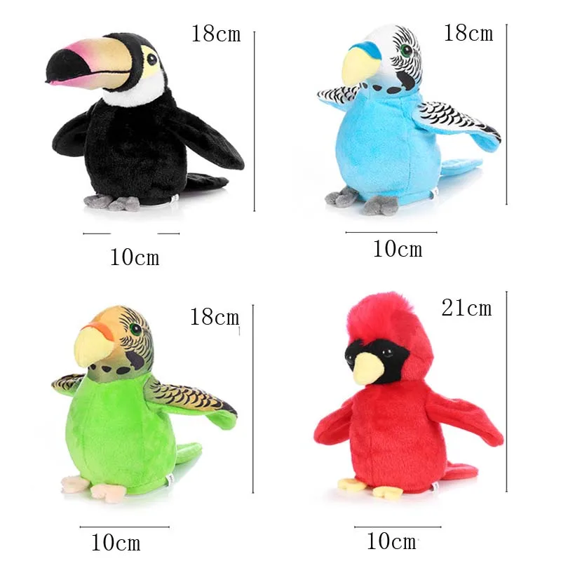 Электрическая говорящая плюшевая игрушка милые хлопки крылья Забавный Попугай