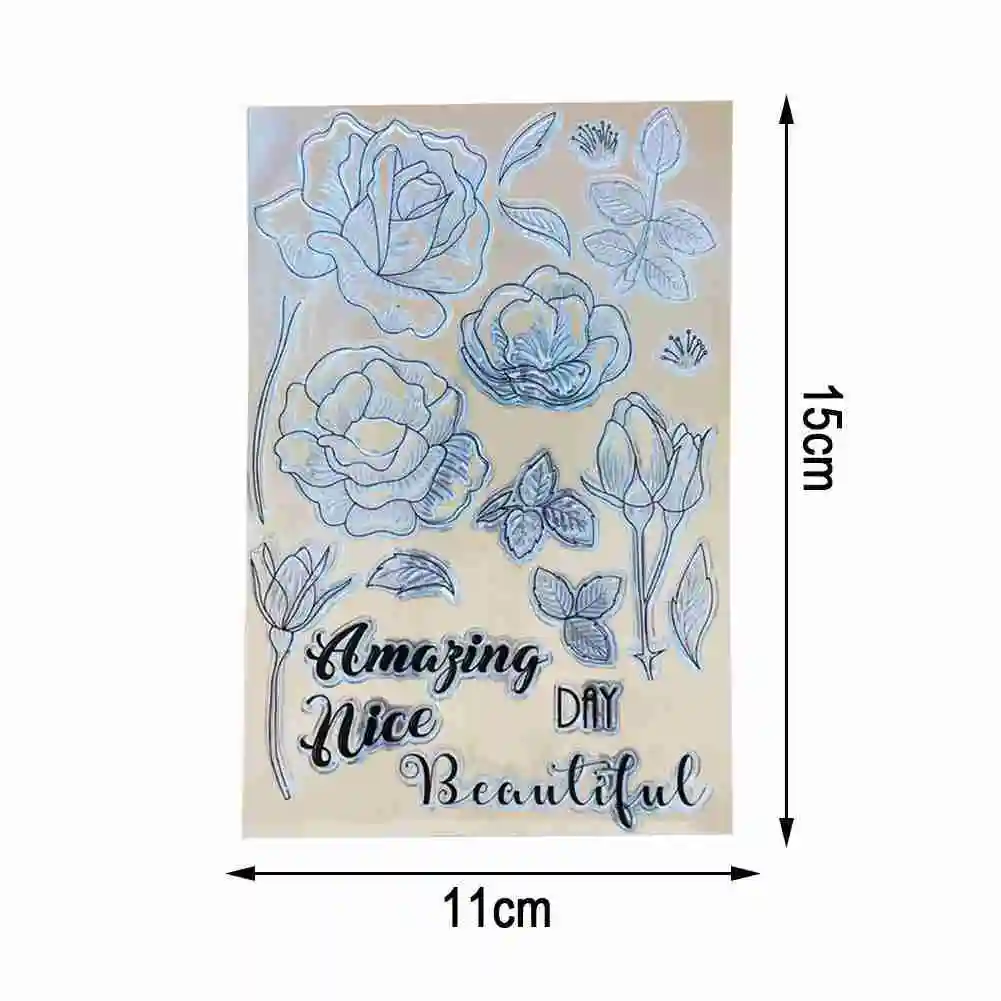 

CLEAR STAMPS Floral Flower Leaf Rose Beautiful Summer Scrapbook Card Album Paper Craft Rubber Roller Silicon Stamps