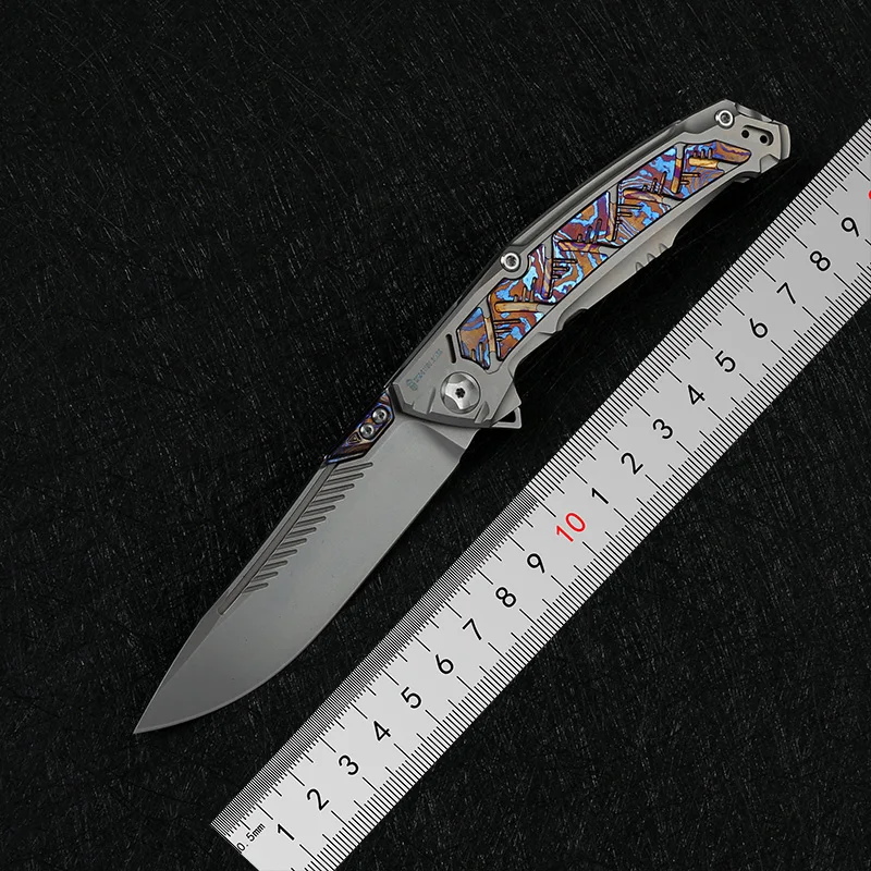 Складной нож DICORIA клинок из натурального сплава с титановой ручкой дракон черный