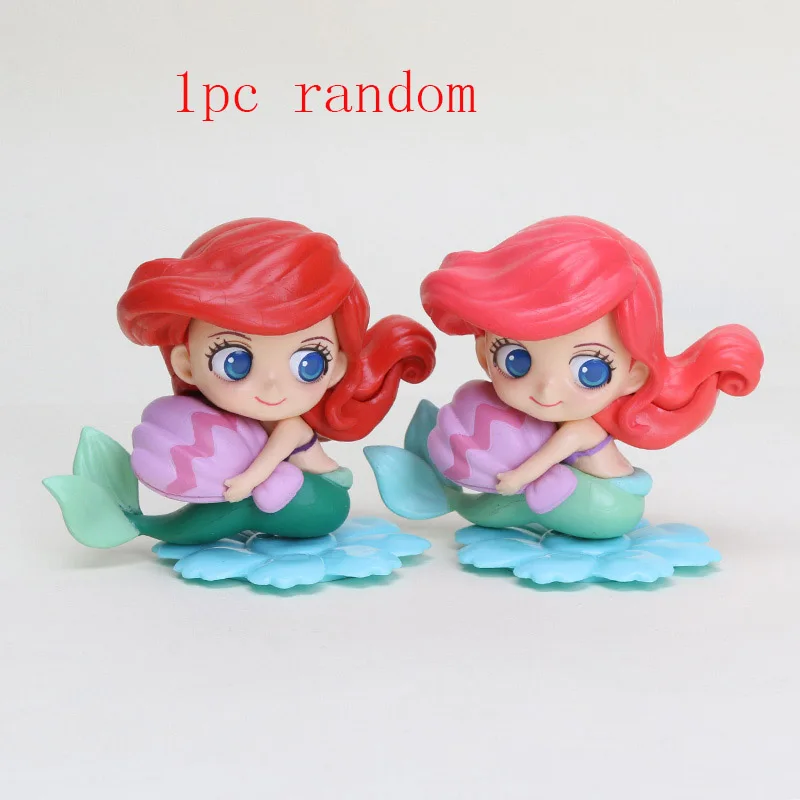 8cm mermaid bag 11 см Q Posket фигурка принцессы Мулан Белоснежка Рапунцель Фигурка Торт украшения ПВХ Модель Игрушки для девочек Подарки на день рождения - Цвет: 8cm mermaid bag