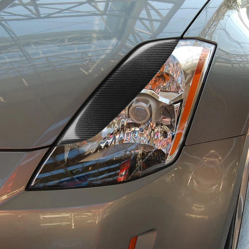 

Carbon Fiber Headlight Headlamp Eyelid Compression Molded Front Headlamp Eyebrows Trim Cover Accessories for Nissan 350Z 03-09