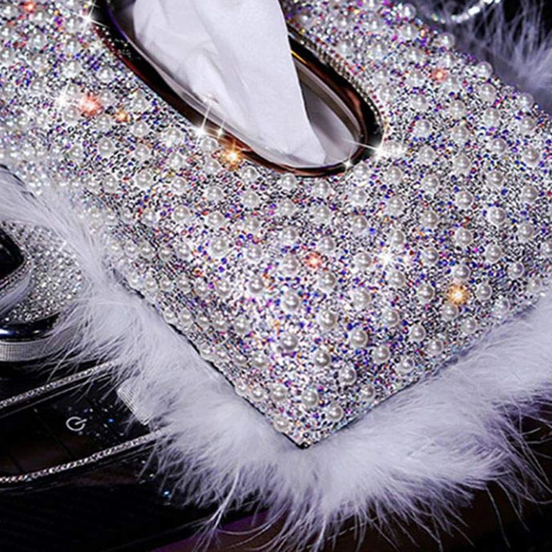 Коробка для салфеток стразы из искусственного жемчуга дома автомобиля или отеля