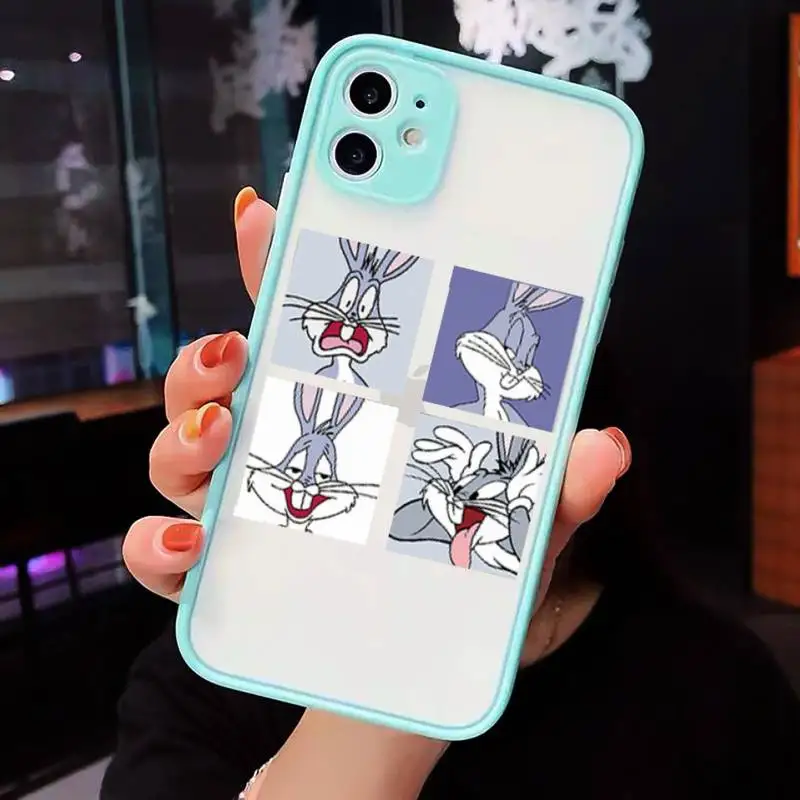 

Funny Cartoon Bugs Bunny Phone Cases matte transparent For iphone 7 8 11 12 plus mini x xs xr pro max luxury brand cover