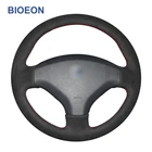 Сшитые вручную черные синтетические замшевые Автомобильные Чехлы На Руль для Peugeot 308 2007 2008 2009 2010 2011 2012-2013 408 2012-2014