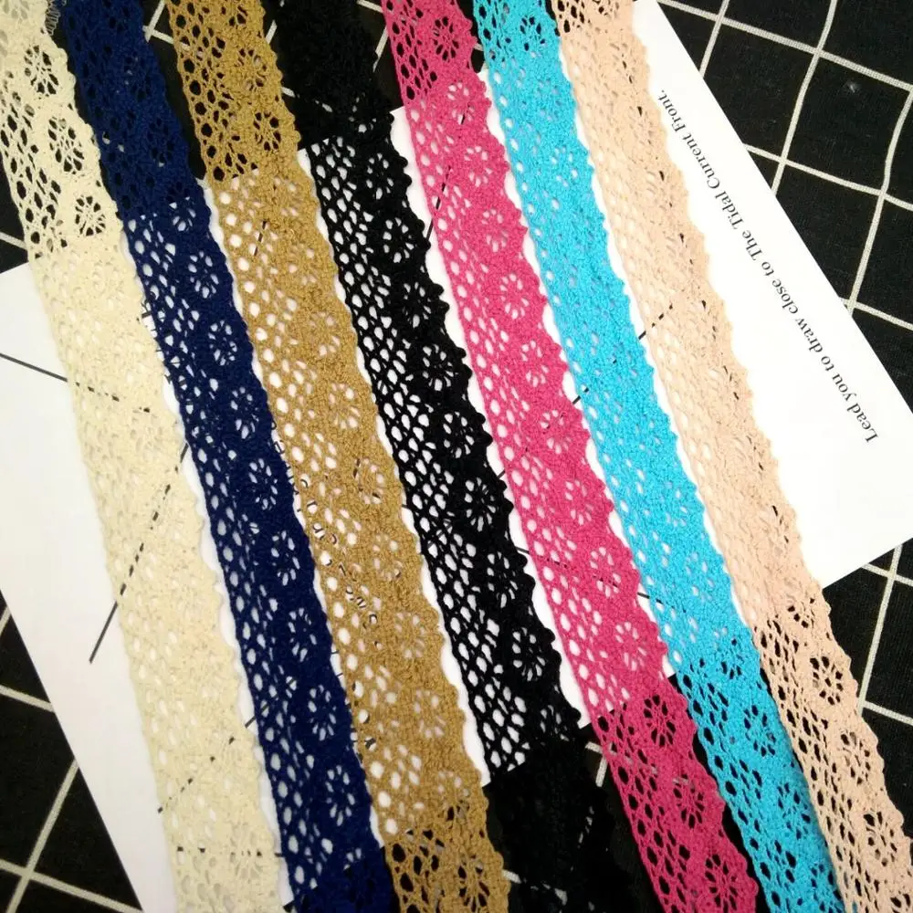 1 Ярд 2 5 см хлопчатобумажные тканые ажурные цветные кружевные аксессуары ручной