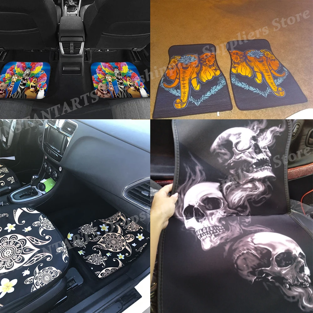 

INSTANTARTS 4Pcs Car Foot Mat Sky Bule Cute Pug Dog Printing Easy To Clean Waterproof Material Keep Your Car Floors From Dirty