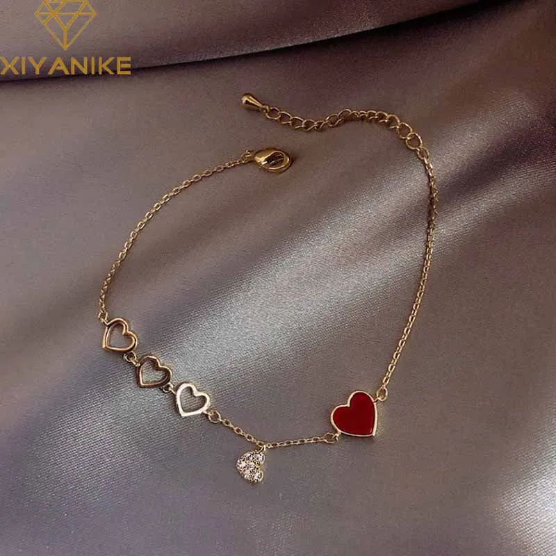 Браслет женский из серебра 925 пробы с красной надписью Love|Гибкие и жесткие