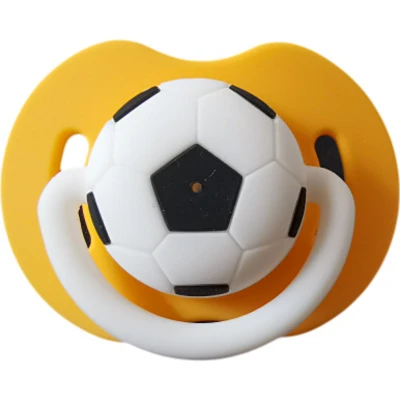 Football yellow Пищевая силиконовая Забавная детская соска, соска-прорезыватель для соска малыша, Ортодонтическая Соска, соска для ребенка, соска, подарок - Цвет: Football yellow