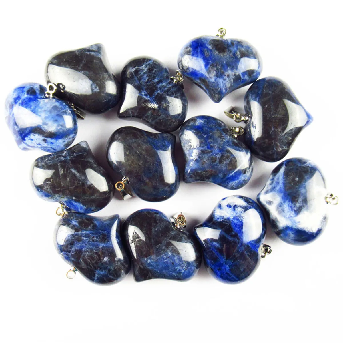 

8Pcs 25x20x13mm 100% Natural Old Sodalite Heart Pendant Bead 59.2g