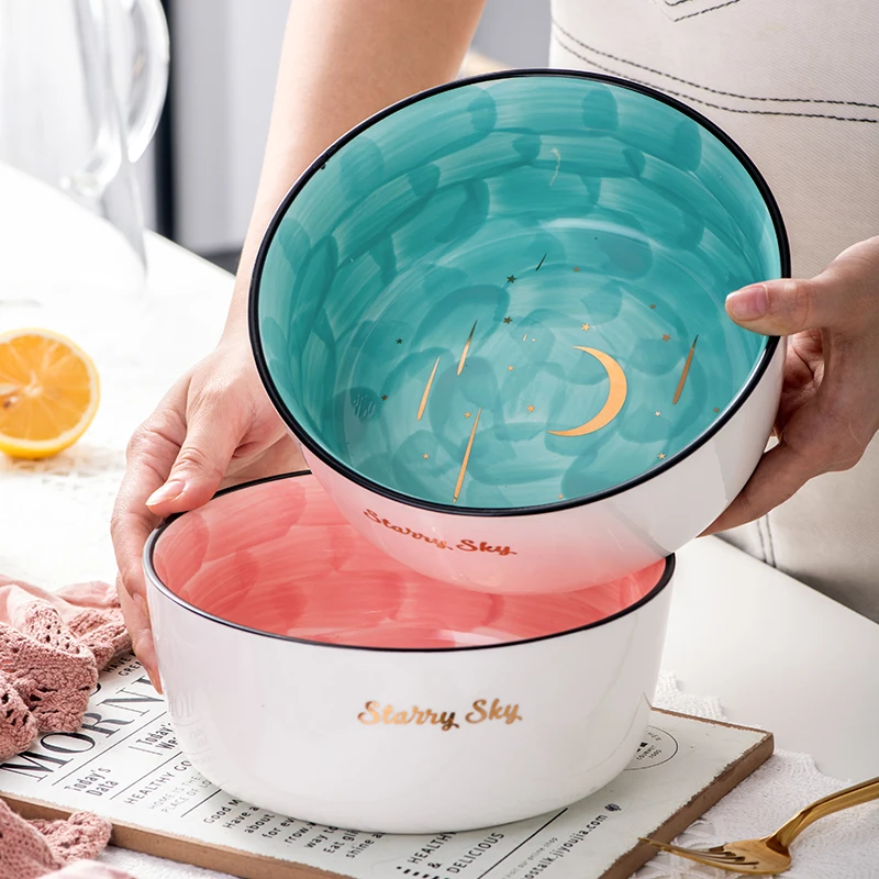 1 шт. чаша с ручной росписью звезды керамическая миска для лапши кухонная посуда