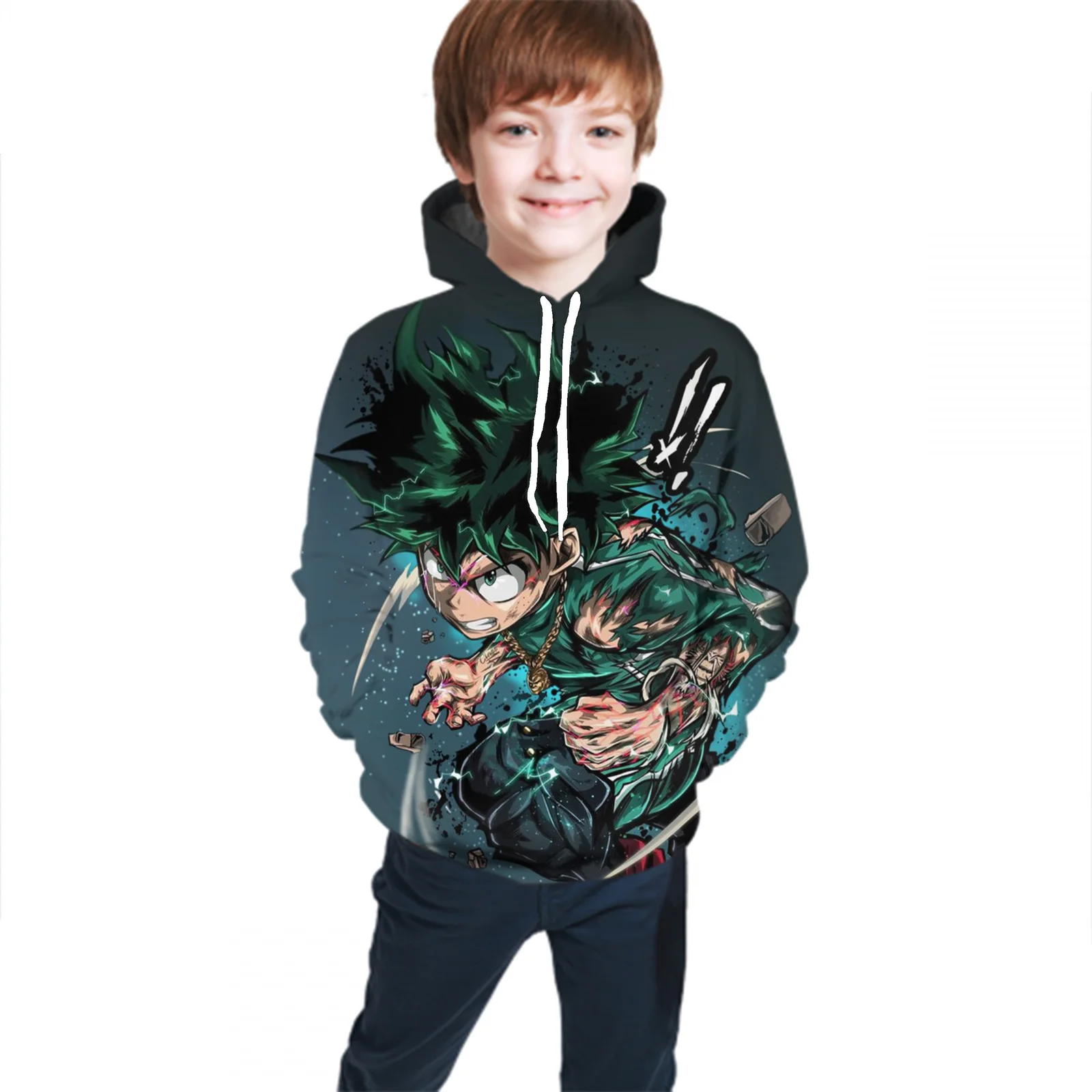 

Детская одежда популярная аниме Моя геройская Академия красивый свитшот Повседневная Толстовка С Карманами подходит для подростков тренд...