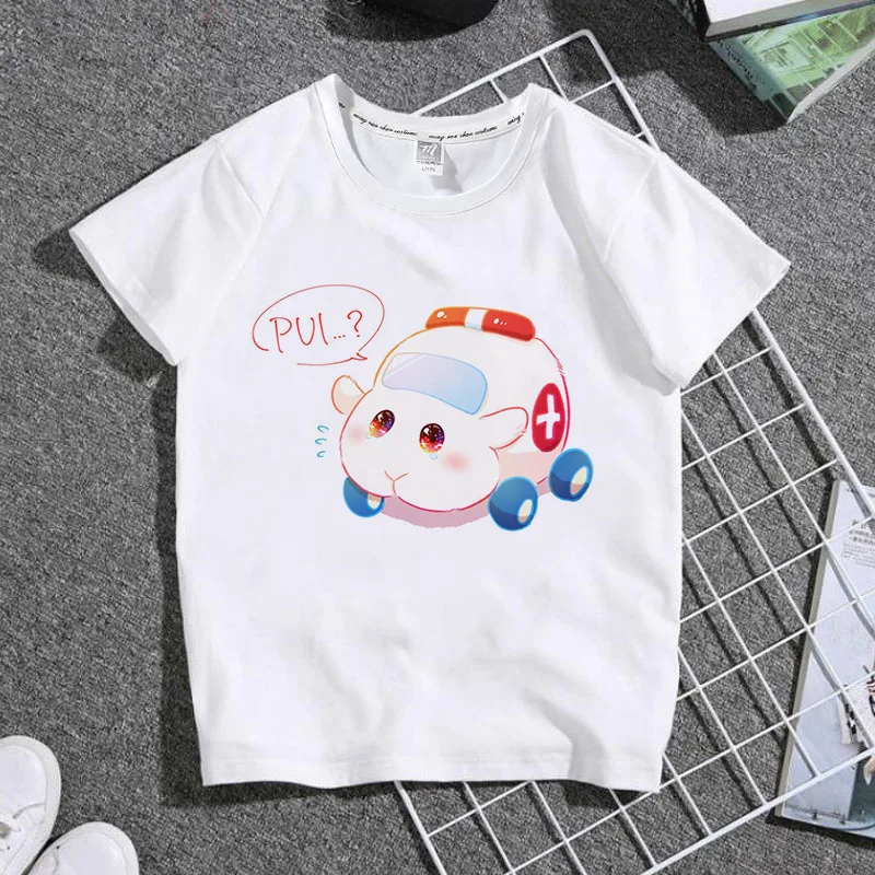 

PUI PUI Molcar Guinea Children T Shirt Design Funny Baby Boys Girls Harajuku Summer White T-shirt Kids Cartoon Clothes