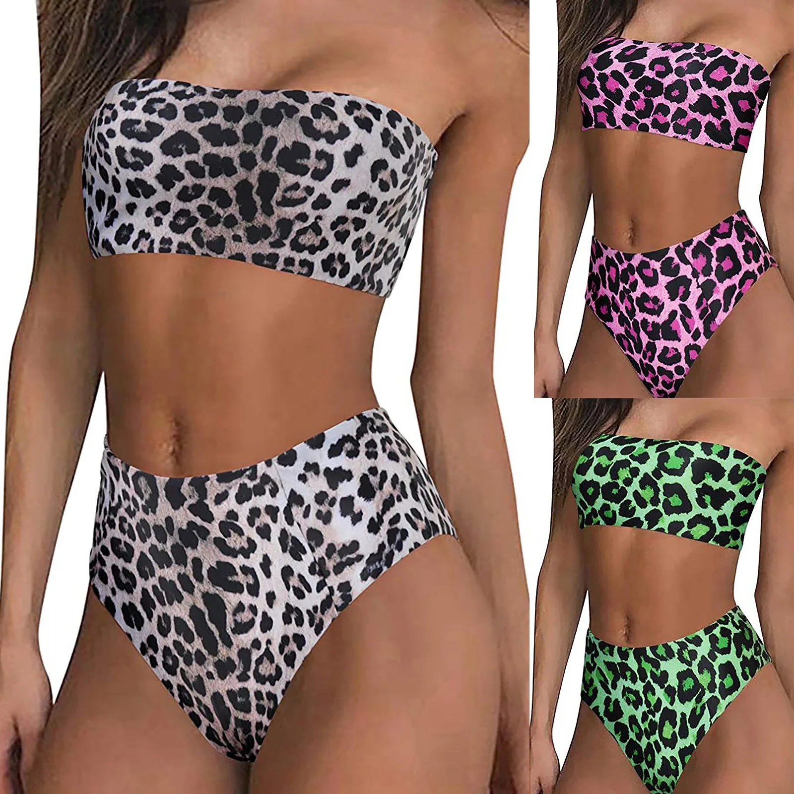

2021 Women Sexy Wear Bikini Female Swimwear Beach Bikini Leopard Beachwear Set BathingSuit Snakeskin Push Up Swimsuit