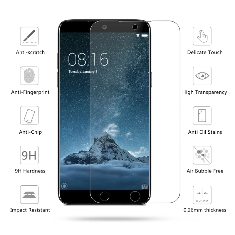 2 шт. закаленное стекло для Meizu 15 Lite 2.5D 0 26 мм|Защитные стёкла и плёнки телефонов| |